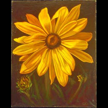 Gloriosa Daisy, Floral Oil painting created by Carol Sakai