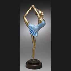 bronze table top dance sculpture created by Carol Sakai entitled Joy