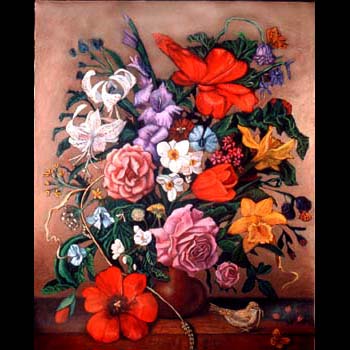 Still Life 1, floral oil paintings by Carol Sakai Artist