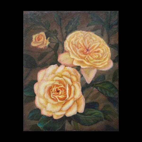 Oil on canvas entitled Peace Rose by Carol Sakai