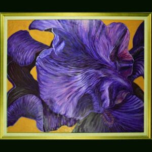 Oil on canvas entitled Black Iris by Carol Sakai