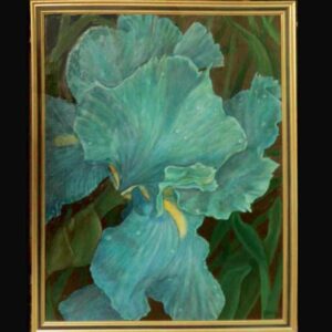 Oil on canvas entitled Blue Mist Iris by Carol Sakai