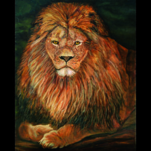 Oil on Painting of Lion created by Carol Sakai